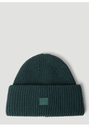 Acne Studios Logo Patch Ribbed Beanie - Man Hats Green One Size
