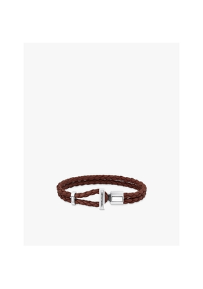 Womens Thomas Sabo Logo-Engraved Sterling-Silver and Leather Braided Bracelet