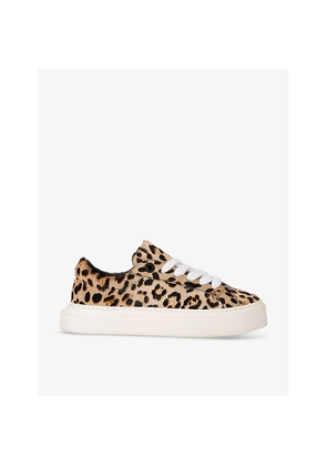 Mens Cole Buxton Wilson Leopard-Print Leather Low-Top Trainers