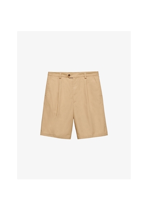 Mens Prada Poplin-Textured Pleated Shell Shorts