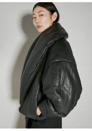 Saint Laurent Cropped Leather Padded Jacket - Woman Jackets Black Fr - 36