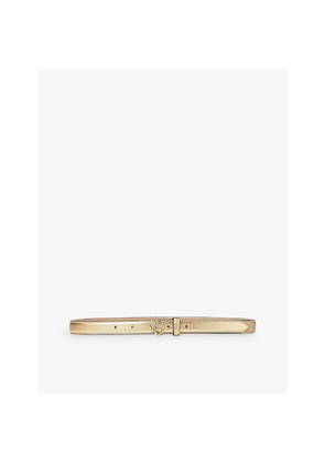 Womens Jimmy Choo Helina Brand-Plaque Mini Leather Belt