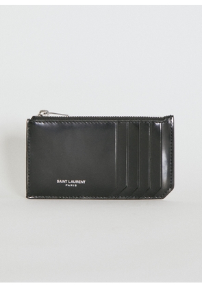 Saint Laurent Fragments Zip Cardholder - Man Wallets & Cardholders Black One Size