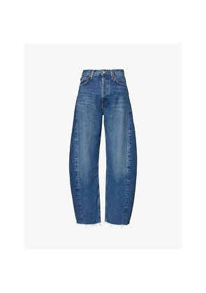 Womens Agolde Luna Pieced Faded Wide-Leg High-Rise Jeans