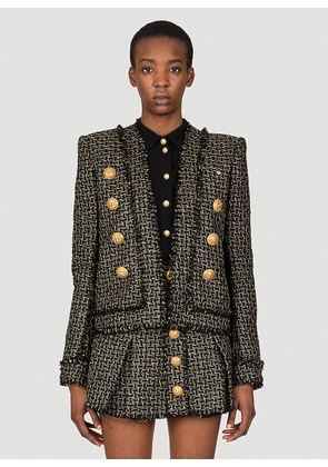 Balmain Collarless Tweed Blazer - Woman Blazers Black Fr - 36