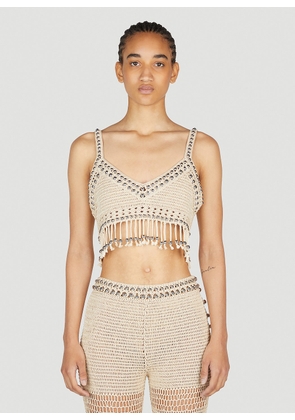 Paco Rabanne Beaded Crochet Top - Woman Tops Beige M