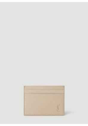 Saint Laurent Debossed Logo Cardholder - Man Wallets & Cardholders Beige One Size