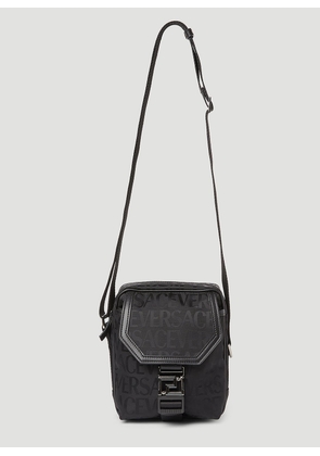 Versace Logo Jacquard Crossbody Bag - Man Crossbody Bags Black One Size