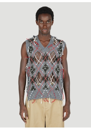 Maison Margiela Cut-out Knit Gilet - Man Tops Grey L