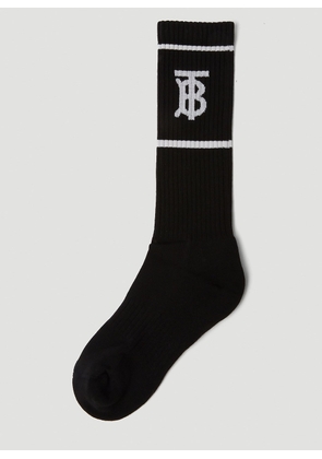 Burberry Monogram Motif Intarsia Cotton Blend Socks - Man Socks Black Xl