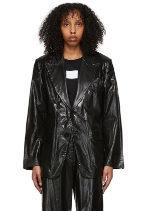 MM6 Maison Margiela Black Faux-Leather Blazer