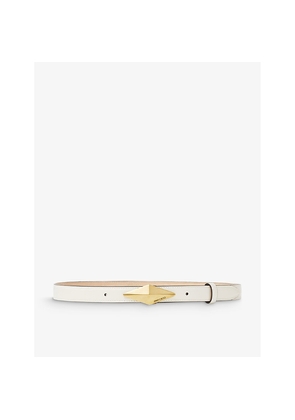 Womens Jimmy Choo Diamond Logo-Engraved Leather Belt