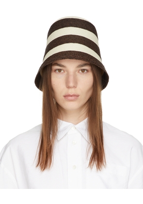 Max Mara Brown & Beige Striped Orma Beach Hat