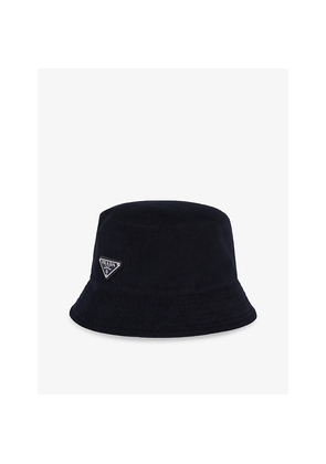 Mens Prada Brand-Plaque Wide-Brim Corduroy Bucket Hat