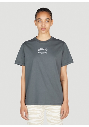 GANNI Have A Nice Day T-shirt - Woman T-shirts Grey Xs
