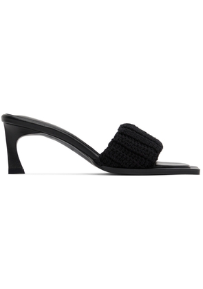 System Black Crochet Heeled Sandals