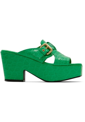 BY FAR Green Lenka Heeled Sandals