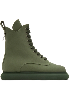 The Attico Green Canvas Selene Ankle Boots