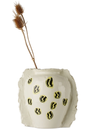 DUM KERAMIK Off-White Multi Smiley Face Vase