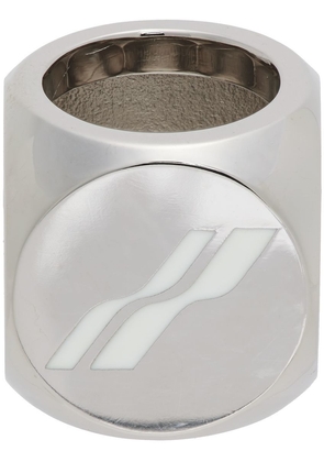 We11done Silver & White Logo Dice Ring