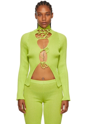 A. ROEGE HOVE Green Nylon & Cotton Cardigan