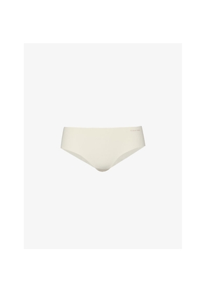 Womens Calvin Klein Invisibles Logo-Print Stretch-Cotton Briefs