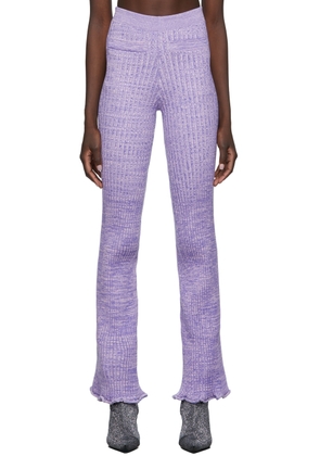 Rabanne Purple Rib Knit Flare Lounge Pants