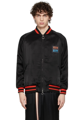 Rabanne Black Satin City Bomber Jacket