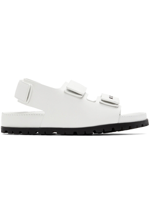 Juun. J White Leather Flat Sandals