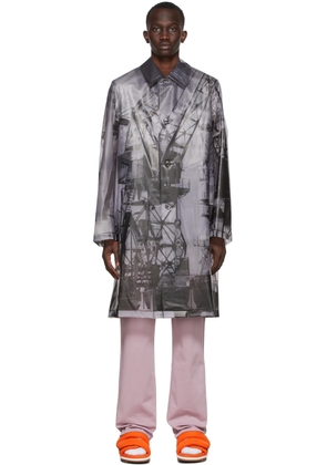 Dries Van Noten Grey Polyurethane Printed Coat