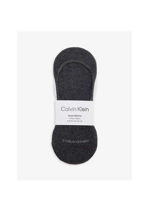 Mens Calvin Klein Logo-Print Pack Of Two Stretch-Cotton Blend Liner Socks