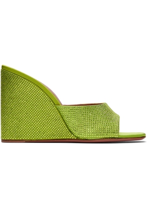 Amina Muaddi Green Lupita Wedge Sandals