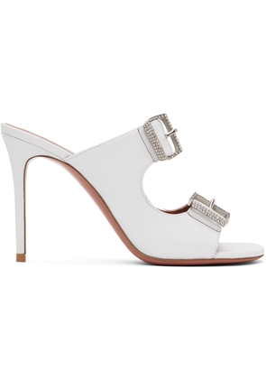 Amina Muaddi White Millie Heeled Sandals