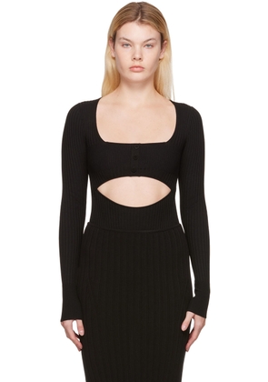 ANDREĀDAMO Black Cut-Out Bodysuit