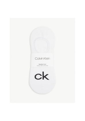 Mens Calvin Klein Logo-Print Pack Of Three Cotton-Blend Liner Socks
