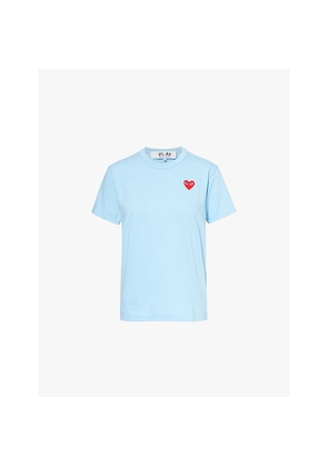 Womens Comme Des Garcons Play Heart-Embroidered Round-Neck Cotton-Jersey T-Shirt