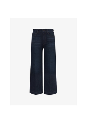 Womens Paige Anessa High-Rise Wide-Leg Cropped Stretch-Denim Jeans