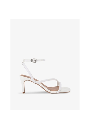Womens Carvela Paparazzi Low Bead-Embellished Faux-Leather Heeled Sandals