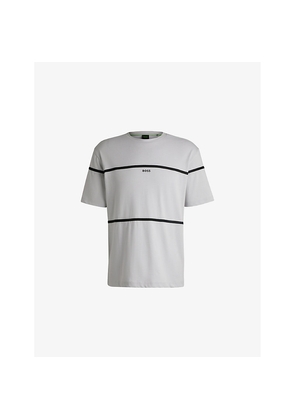 Mens Boss Striped Relaxed-Fit Cotton-Jersey T-Shirt