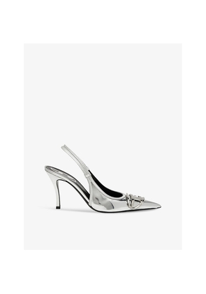 Womens Diesel D Venus Metallic Faux-Leather Heeled Courts