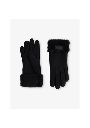 Womens UGG Brand-Patch Leather Gloves