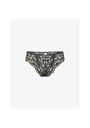 Womens Panache Allure Floral-Embroidered Stretch-Woven Briefs