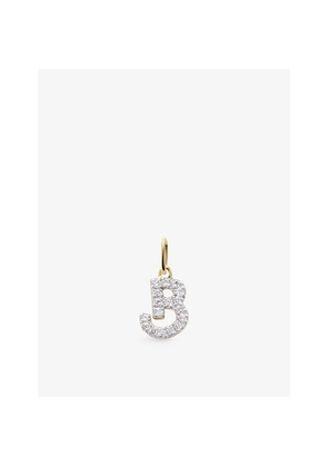 Womens Monica Vinader B Letter 14ct Yellow-Gold and Lab-Grown Diamond Charm