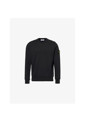 Mens Stone Island Crewneck Brand-Badge Cotton-Jersey Sweatshirt