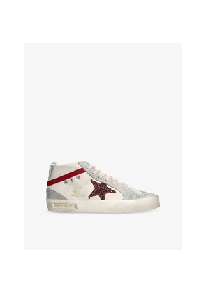 Womens Golden Goose Mid Star 82835 Glitter-Embellished Leather and Suede Mid-Top Trainers