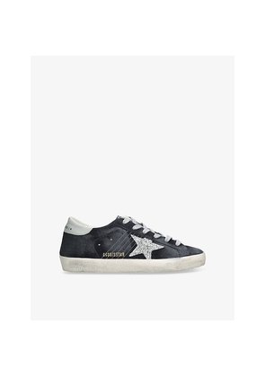 Womens Golden Goose Super Star Branded Suede Low-Top Trainers