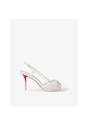 Womens Christian Louboutin Miss Z 80 Slingback Silk-Blend Heeled Mules