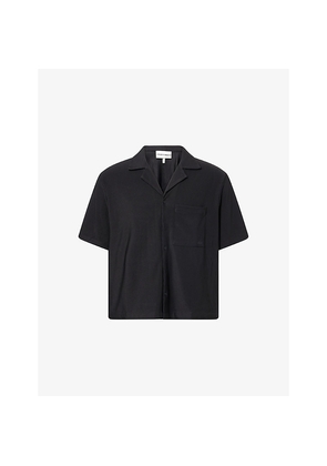 Mens The Couture Club Notched-Collar Ribbed Woven Shirt