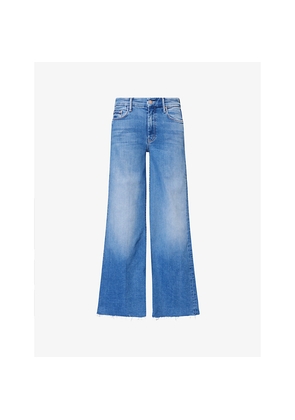 Womens Mother The Roller Fray Flared Stretch-Denim Blend Jeans