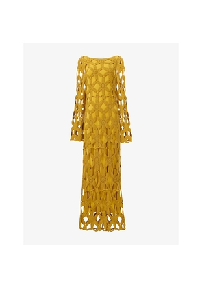 Womens Leem Floral Crochet Knit Maxi Dress